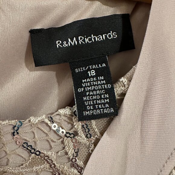 RM Richards Beige Champagne Two-Piece Set with Jacket & Ruched Bodice Dress, 18 - Picture 6 of 15